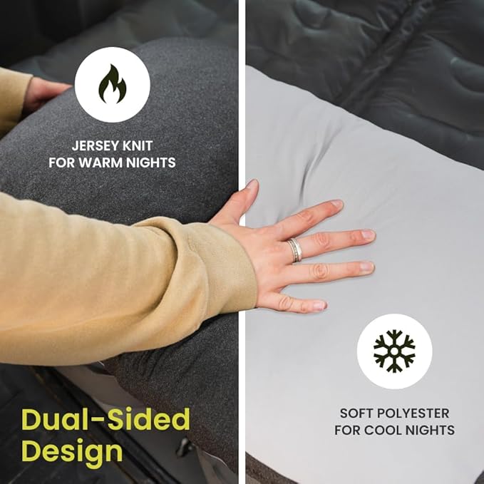 Luno Shredded Memory Foam Camping Pillows - Portable Travel Pillow for air Planes Hiking Car &amp Camp w/Removable Cover - Double Sided Cool &amp Cozy Pillow - 16.5x11 Plush