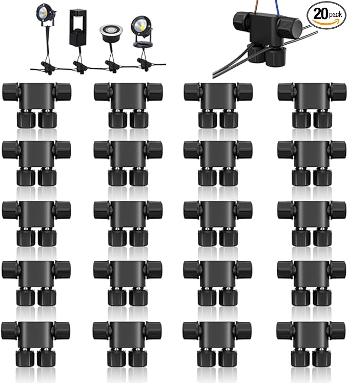 NETEHA 20 Pack Low Voltage 12-18 Gauge Wire Connectors for Landscape Lighting Pathway Lights Outdoor LED Lights