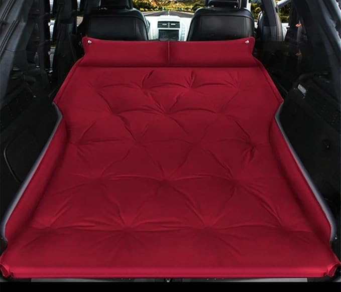 Car Inflatable Mattress SUV Mpv Inflatable Bed Automatic Inflatable Car Bed Rear Travel Sleeping Mat Portable Car Sleeping Mat (Red)