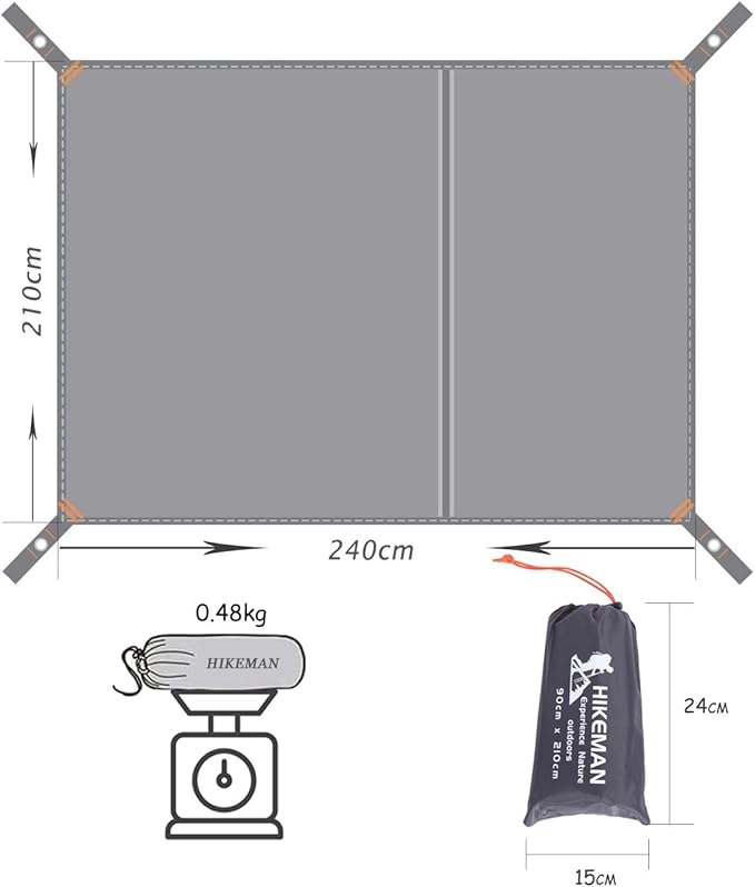 Hikeman Tent Footprint - Waterproof Camping Tarp Heavy Duty Tent Floor Saver Ultralight Ground Sheet Mat for Hiking Backpacking Hammock Beach - Storage Bag Included(XXL-95”x83”)