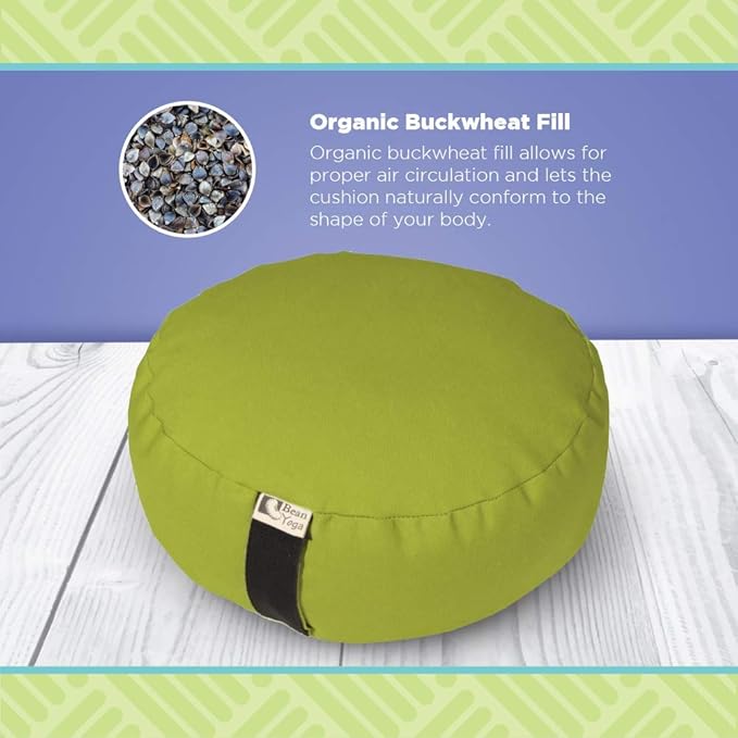 Bean Products Hemp Zafu Meditation Cushion for Sitting on Floor Hemp Yoga Pillow Zafu Meditation Pillow Zen Seiza Kneeling Prayer Pad Support - Made in USA - Round Natural