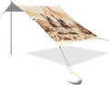 Vintage Western Cowboy Beach Tent Sun Shelter 9.2' x 10.5' Beach Canopy with 4 Sandbags 4 Stability Poles Sand Shovels - Tent Canopy for Beach Camping Fishing Picnics