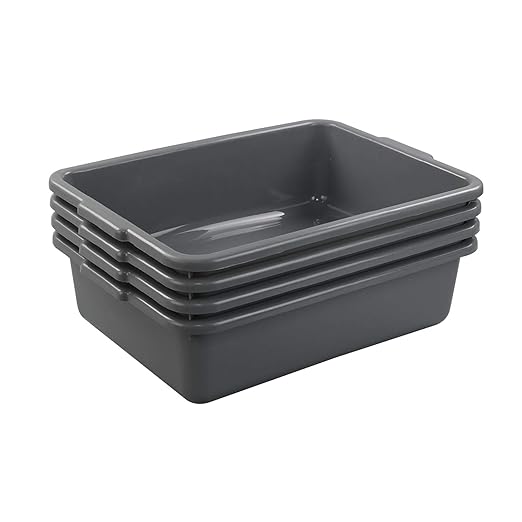 4-Pack 13 L Gray Commercial Bus Tubs Utility Bus Boxes