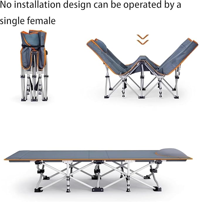 Metal Steel Frame Camping Cot Breathable Oxford Cloth Folding Cot for Outdoor Office/Home Nap Portable Folding Bed for Sleeping