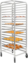 20 Tier Aluminum Bakery RackCommercial Kitchen Bun Sheet Pan Rack with 4 wheels (2 with brakes)Mobile Trolley Storage Cooling Rack for Kitchen Bakery Restaurant Catering 26 L x 20.5 W x 69 H