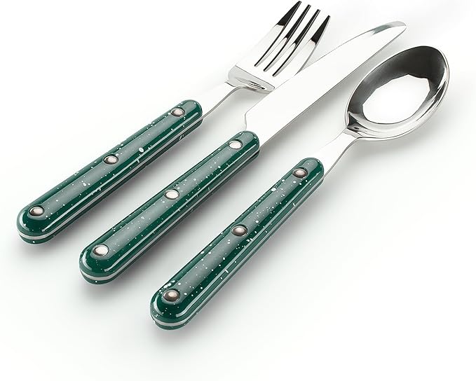 GSI Outdoors Pioneer 12 Piece Cutlery Set Camping Flatware - Green