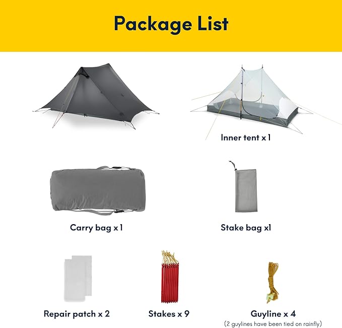 LANSHAN Ultralight Tent 3-Season Backpacking Tent for 1-Person or 2-Person Camping Trekking Kayaking Climbing Hiking