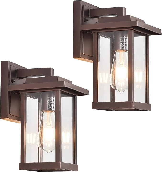 Exterior Light Fixtures 2 Pack Modern Outdoor Wall Lanterns Farmhouse Outdoor Porch Light for House Patio Front Door Entryway Bronze