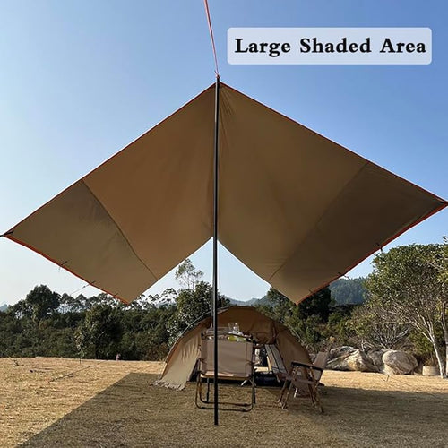 19x14 ft Large Camping Tarp Outdoor 8 Person Shelter Camping Awning (Without Tarp Pole)