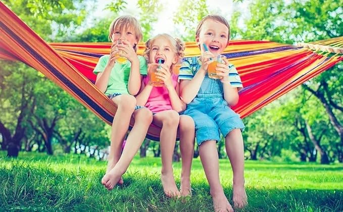 Camping hammocks Single Camping Hammock 450lbs Durable Canvas Fabric with Two Anti Roll Balance Beam and Sturdy Metal Knot Tree Straps for Backpacking Travel Beach Backyard + Travel Bag