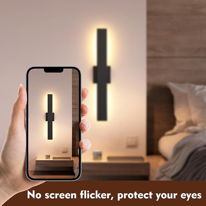 23.6inch Long Outdoor Modern LED Wall Light24W Waterproof IP65 Warm White Led Wall Mount Lighting Fixture Black Outdoor Wall Sconces Outside Lights for House Garage Front Door Patio 2Pack