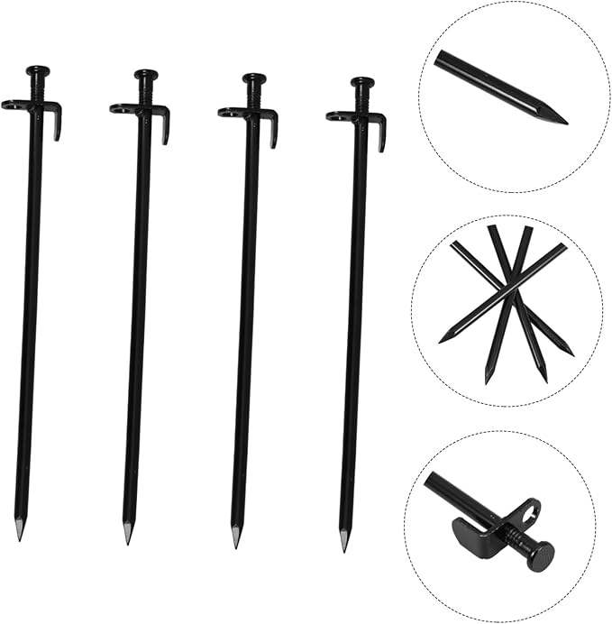 4Pcs Sturdy Metal Garden Stakes Tarp Stakes for Ground for Anchoring Tents Canopies and Landscaping Lightweight and Easy to Use Planting Tools