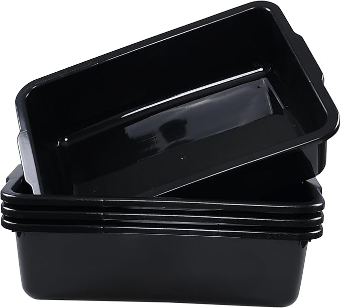 Sadstory Black Plastic Commercial Bus Tub 35 L Plastic Large Bus Box 4 Packs