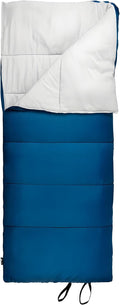 Breathable Recycled Polyester Sleeping Bag 35°F Adult Rectangular for Cool Weather Camping Lightweight and Soft Blue Envelope Design with Carry Bag