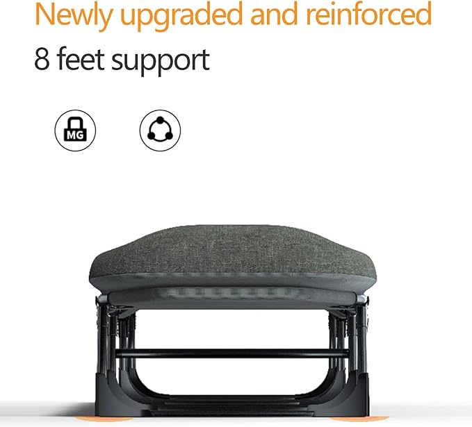 Guest Bed Foldable with Mattress Camping Cot Six Position Adjustable Backrest 8 Legged Support for Home Office Nap Beach Travel No Installation RequiredA-200 * 68 * 30cm