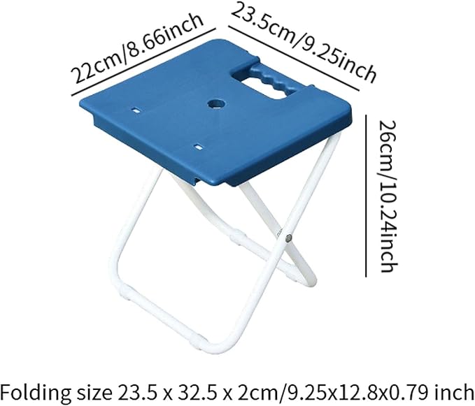 Foldable Stool Fishing Chair Multifunctional Easy to Carry Outdoor Portable Seat Train Seating Stool for Balcony Traveling Blue
