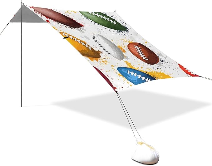 Rugby Pattern (25) Camping Sun Shelter Beach Tent Portable Beach Sun Shade Outdoor Canopy for Camping Trips Fishing Picnic