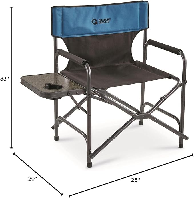 Guide Gear Director’s Camp Chair Oversized Portable Folding 500-lb. Capacity Blue/Black