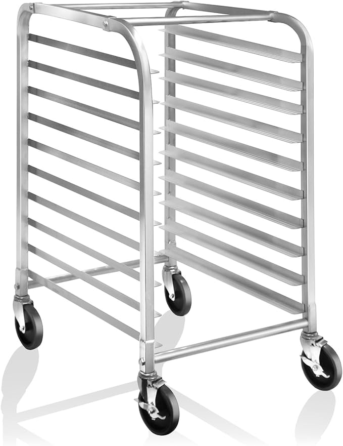 10-Tier Sheet Pan Rack with Wheels | Heavy-Duty Commercial Bakery Bun Pan Storage Solution