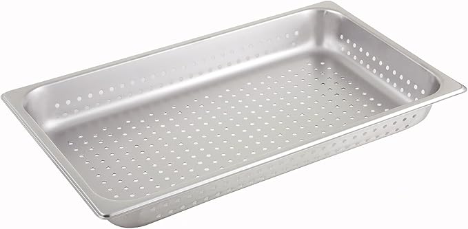 Winco Full Size 4 Deep Metal Food Pan/Steam Table Pan Perforated 22 Gauge