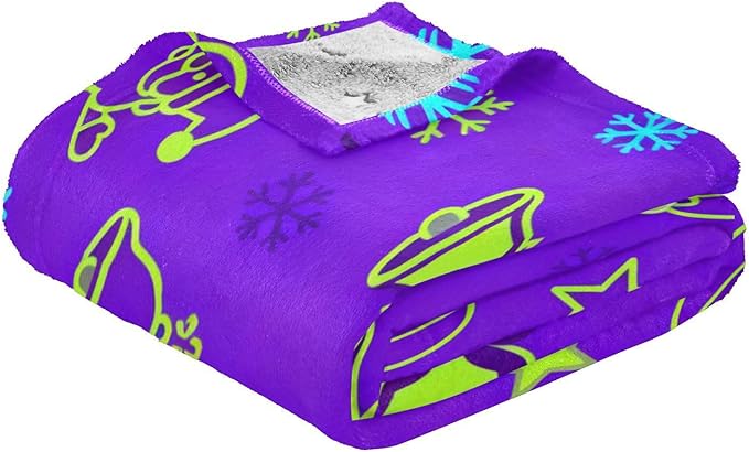 Christmas Snowman and Santa Green and Purple Lightweight Fuzzy Comfy Throw Blanket for Bed Throw Blankey for Couch Sofa BedParty 50 x 70