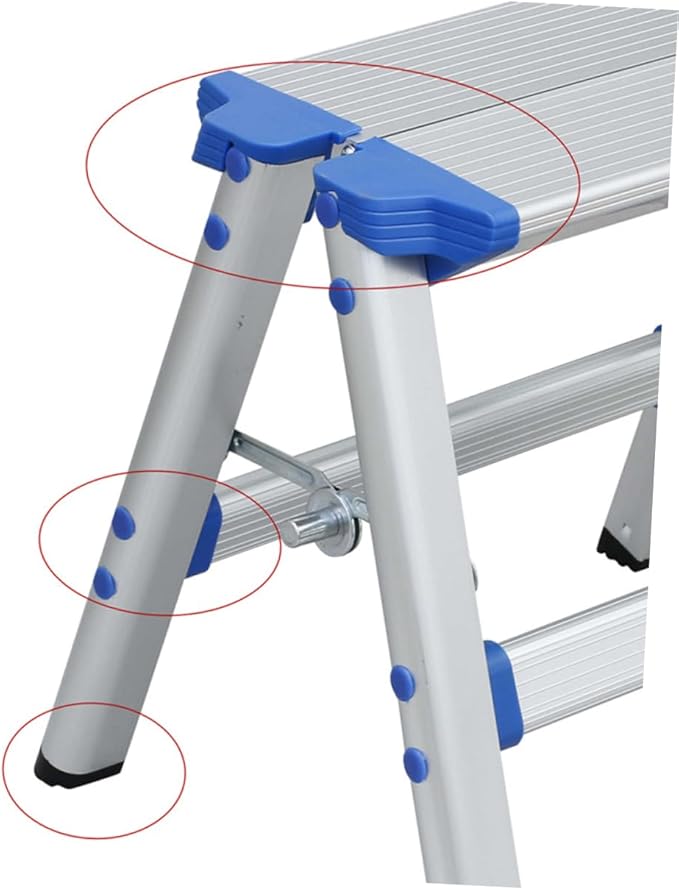 SUPVOX Household Aluminum Alloy Folding Stool Portable Step Stool Handle Dual Function Chair for Camping and Kitchen Use Lightweight and Compact Design Random Style