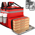 Bodaon Food Delivery Backpack with 2 Base Plates Dual-Layer Insulated Compartments Waterproof Lining Reflective Strip - Pizza Delivery Bag for Bike Couriers Grocery Takeout Food Transport