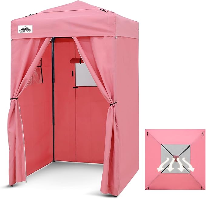 EAGLE PEAK Flex Ultra Compact 4x4 Pop-up Canopy Tent with Vented Top Sun Shelter Fast Set Up Changing Room Portable Privacy Canopy for Camping Photoshoots and More (Pink)