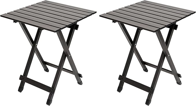 SUNNYFEEL Folding Camping Table - Lightweight Aluminum Portable Picnic Table 18.5x18.5x24.5 Inch for Cooking Beach Hiking Travel Fishing BBQ Indoor Outdoor Small Foldable Camp Tables