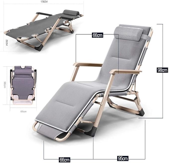 Folding Chair Recliner with CushionsAdjustable Sun Loungers Chairs Heavy Duty Sun Lounger Recliner Chairs Office Lunch Break Chair Garden Lounge Chair Outdoor for Outdoor Patio Camping Beautiful