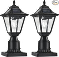 2 Pack Solar Post Lights with Pier Mount Base 6000K Motion Sensor Solar Lamp Post Light Waterproof Outdoor Post Lantern for Garden Patio Outside Pole Pillar (Cool White)