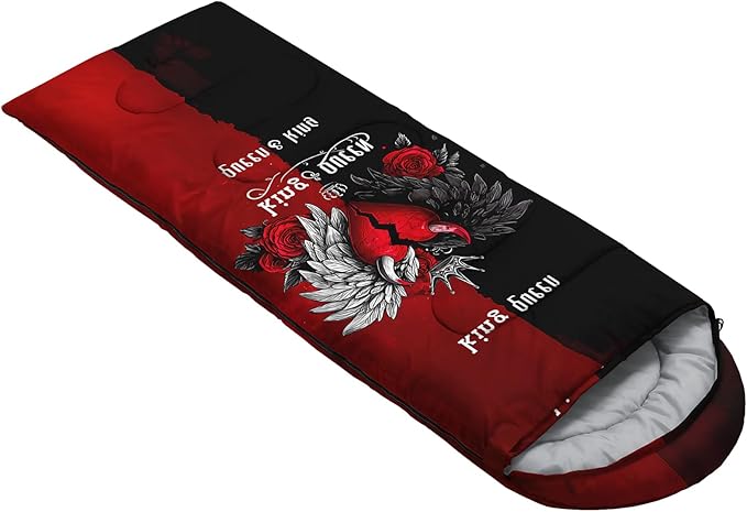 AILONEN 3D Printed Sleeping Bag 90x31 Weatherproof Lightweight Sleeping Bag with Portable Bag King Queen Red Black Heart Crown Theme for Camping Hiking Outdoor Adventures