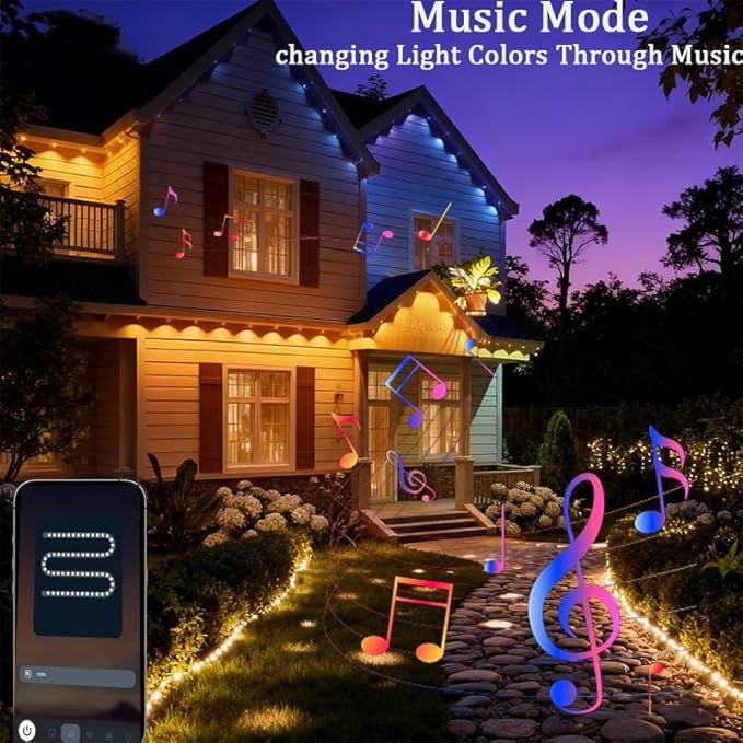 Permanent Outdoor Lights 54ft Smart Outdoor Christmas Lights 24V with RGBCW 36 LED IP67 Waterproof Eaves Lighting with 213 Modes for HolidayParty Daily APP/Remote Control