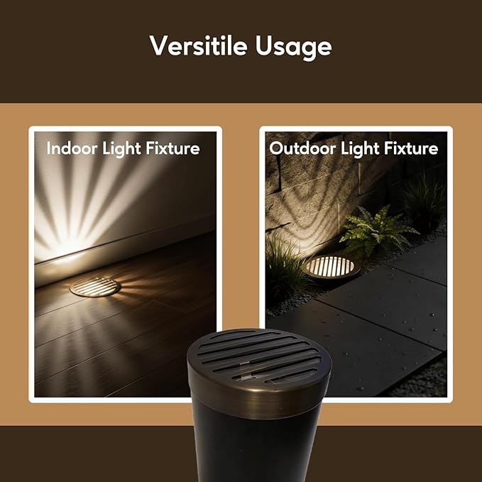 Ironsmith Lighting Products In-Ground Well Light Fixture Starter Kit – Fixture Housing with Solid Brass Louvered Trim Cover – Includes Adjustable Gimbal Clear Lens &amp Socket (Louvered Cover Only)