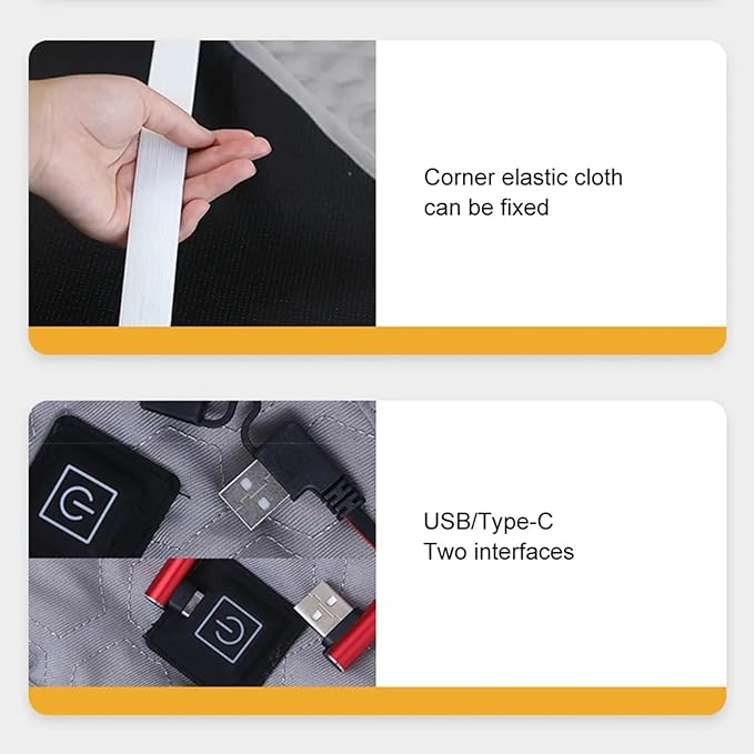Heated Sleeping Bag Liner - 6 Heating Zones USB Pad for Double Tent Backpacking Camping Electric Sleeping Bag Pad