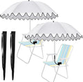 Abbylike 2 Pcs Scalloped Chair Umbrella with Universal Adjustable Clamp 38'' Portable Wheelchair Umbrella UPF 50+ Camping Chair Parasol with Bag for Outdoor Patio Lawn