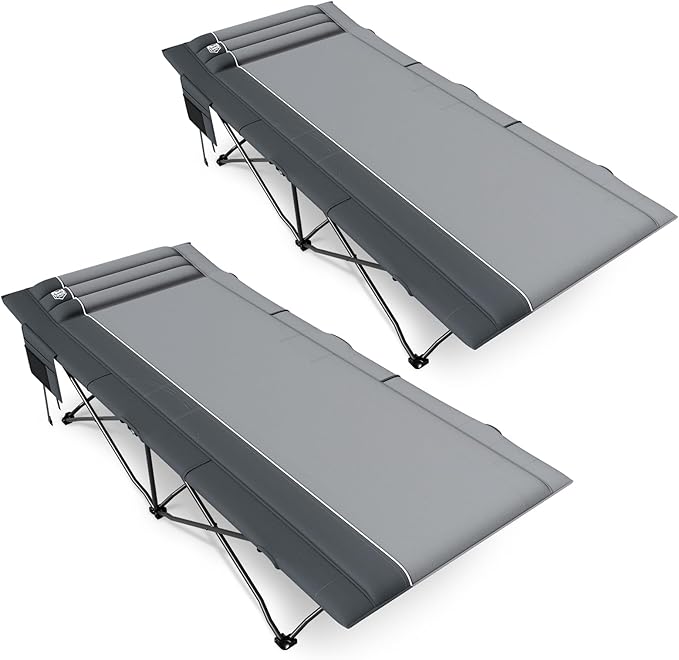 TIMBER RIDGE Extra Wide Heavy Duty Camping Cot for Adult Easy Set Up Oversized Sleeping Cot with Carry Bag for Camping Travel and Outdoors Support up to 450lbs Grey 2 Pack