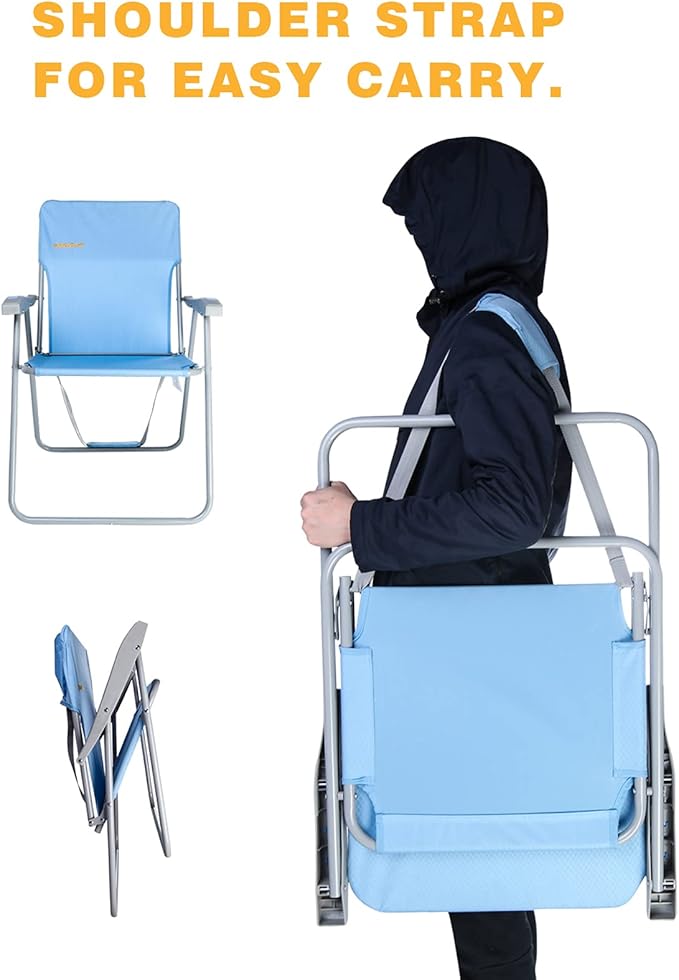 #WEJOY Portable Beach Chair Lightweight Foldable Camping Chair High Back Folding Chairs Outdoor Chairs with Shoulder Strap for Camping Hiking Picnic Fishing Support up to 300lbs