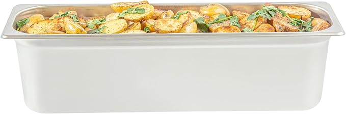 Restaurantware-Kitchen Tek 1/2 Size Long Steam Table Pans 6 Anti-Jam Steam Pans - Lids Sold Separately 6” Deep 24 Gauge Stainless Steel Hotel Pan Freezable for Catering Events and Parties