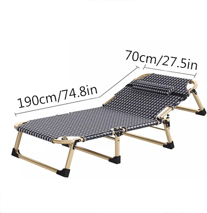 Portable Steel Foldable Camping Bed with Pillow Height Adjustable Folding Guest Bed Portable Camping Cot for Outdoor Office Comfortable