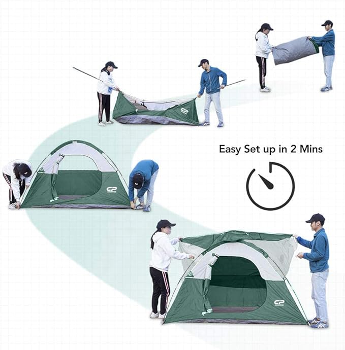 Tents for Camping 6 Person Tent Waterproof Windproof Double Layer Family Camping Tent Easy Setup Dome Tent with Large Mesh Windows &amp Wider Door for Outdoor Camping &amp Hiking