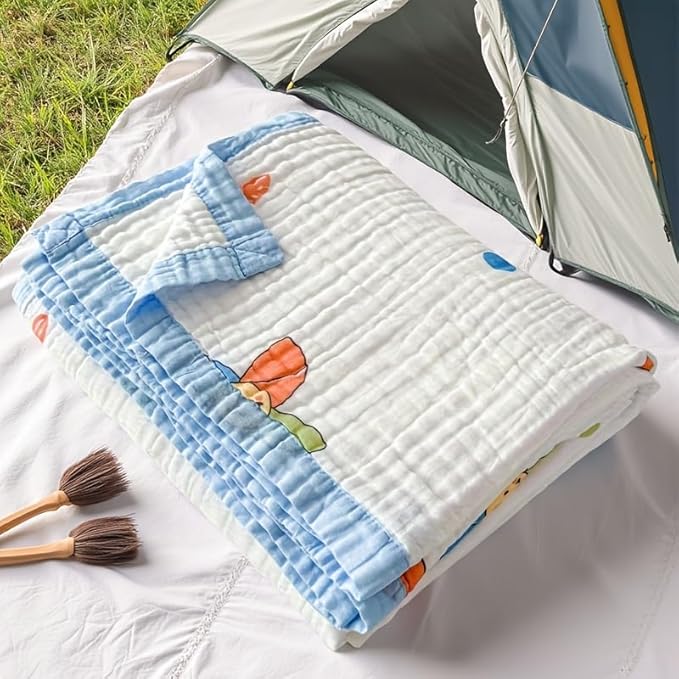 ITFRO Cooling 6 Layer Cotton Muslin Blanket For Hot Sleepers Twin Size 60x80 Inches Windmill Soft Breathable Lightweight Reversible Summer Gauze Blanket for Adults Sofa Bed Camping (Windmill 60x80)