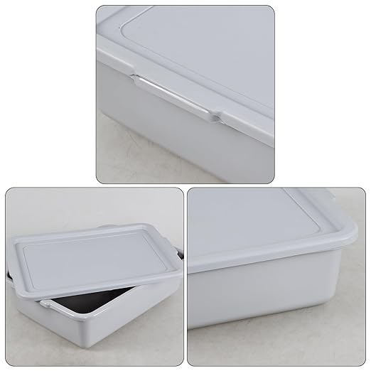 Kiddream 13L Bus Totes with Lid Plastic Dish Tub Restaurant Bus Tray Grey 12 Pack