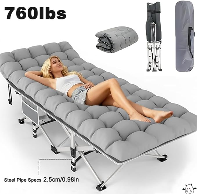 Camping Bed with a Load Capacity of 560-760lbs Foldable and Easy to Store Suitable for Teenagers Adults Travel courtyards terraces Camping. Optional Colors: Gray Black (Grey-Upgrade)
