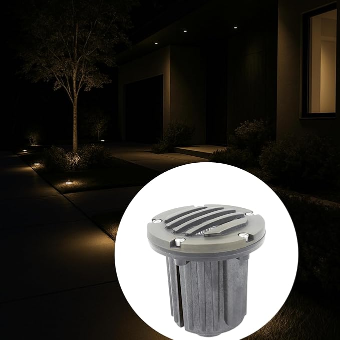 Ironsmith Lighting Products Louvered Style Solid Brass Cover Kit for In Ground Well Light Bulbs Fixture - Stainless Steel Screws and Rubber Gasket Included - Light Fixture Body Not Included