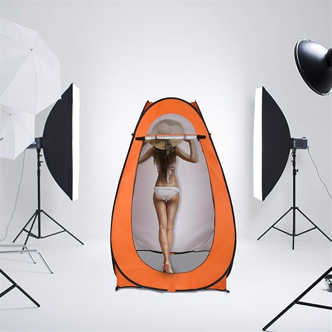 Pop Up Pod - Privacy Shower Tent with Carry Bag Dressing Room Instant Portable Toilet Stall for Camping Beach or Tailgate (Orange)
