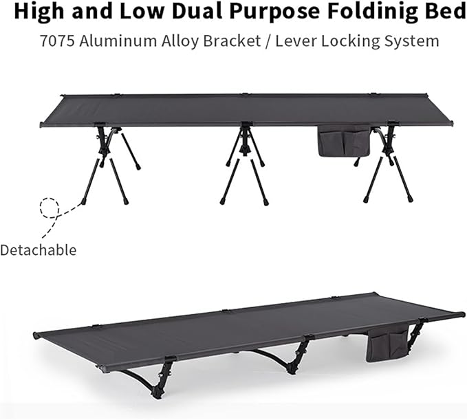 Folding Camping Cot Camping Mat Bed Foldable Sturdy Tent Cot Office Single Folding Bed Travel Portable Hiking(Black)