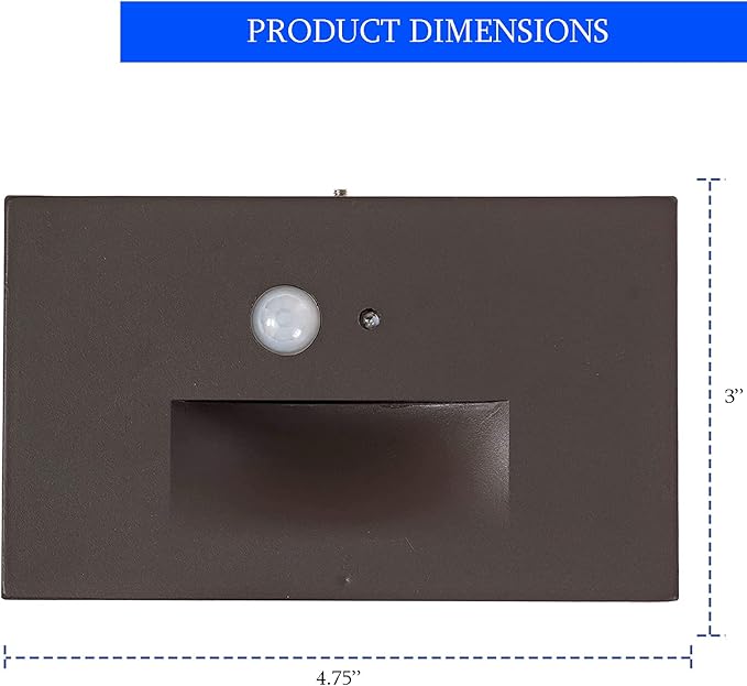 Ciata LED Indoor &amp Outdoor Motion Sensor Light Deck Stair Lights Indoor Motion Sensor Step Lights Integrated PIR Motion Sensor and Dusk to Dawn Photocell Sensor Horizontal Stairway Lighting - Bro