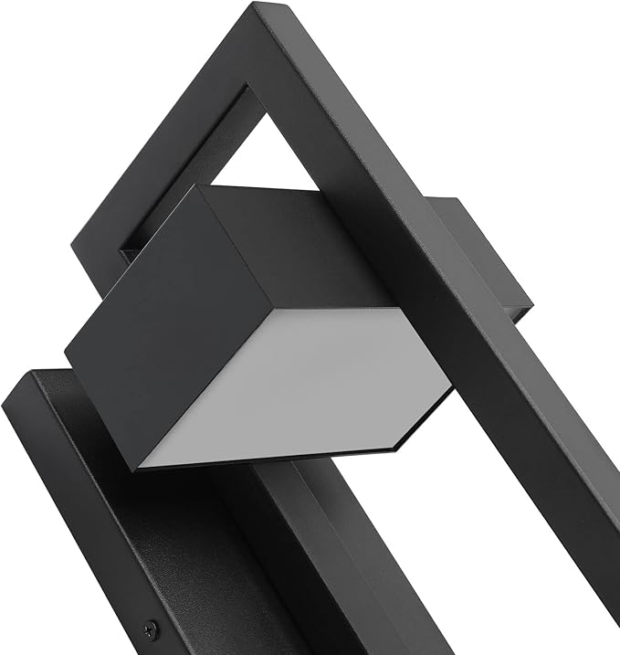 Krychiler 13.6 Inch Contemporary Outdoor Wall Lights with 3000K Integrated LED 2 Packs Matte Black Metal Modern Exterior Lighting Fixtures Outside Wall Mount for House Porch Patio Garage Front Door