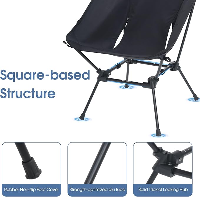 MOON LENCE Portable Camping Chair Plus Larger &amp Roomier Compact and Lightweight Still Folding Chair for Backpacking &amp Hiking 330Lbs Capacity